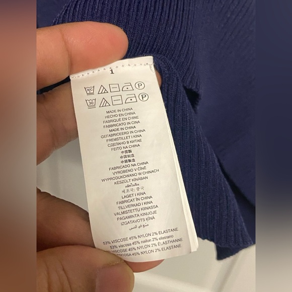 T34a- MICHAEL KORS Navy Keyhole Heavy Knit Fit & Flare Sweater Dress - Picture 4 of 9